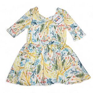 Dot Dot Smile BALLERINA Dress Girls Size 2T White w / Berries & Ferns Floral NWT